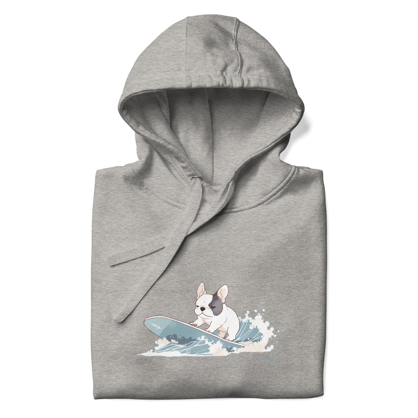 French bulldog pup surfing on a wave - Hoddie